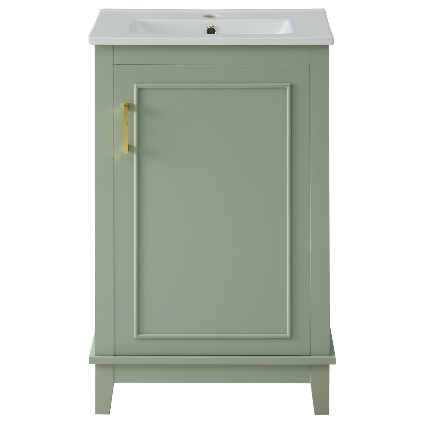 Compact 20-Inch Green Bathroom Vanity Cabinet with Ceramic Sink - Stylish Storage Solution for Small Spaces