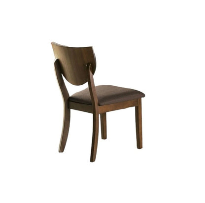 Set of 2 Dining Chairs, Solid Wood, Upholstered, 20.5W x 23.9D x 35H, Dark Chocolate Fabric, Walnut Finish
