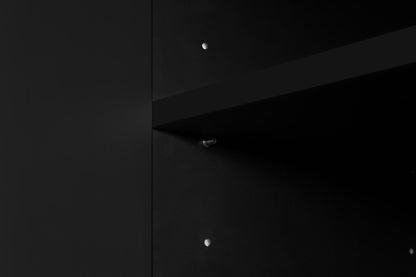 4-Door Sideboard Storage Cabinet for Living Room and Dining Room, Two Large Cabinets with Gold Handles and Adjustable Shelf, Black