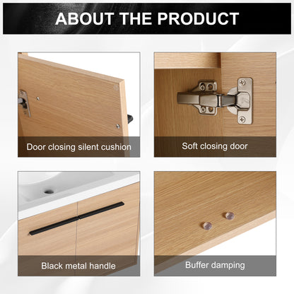 30-Inch Oak Bathroom Vanity Set with Resin Sink and Storage Cabinet