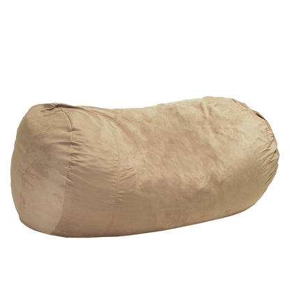 8-Foot Suede Cylindrical Bean Bag Sofa, Foam-Filled Microfiber Upholstery, Removable Cover, Tuscany