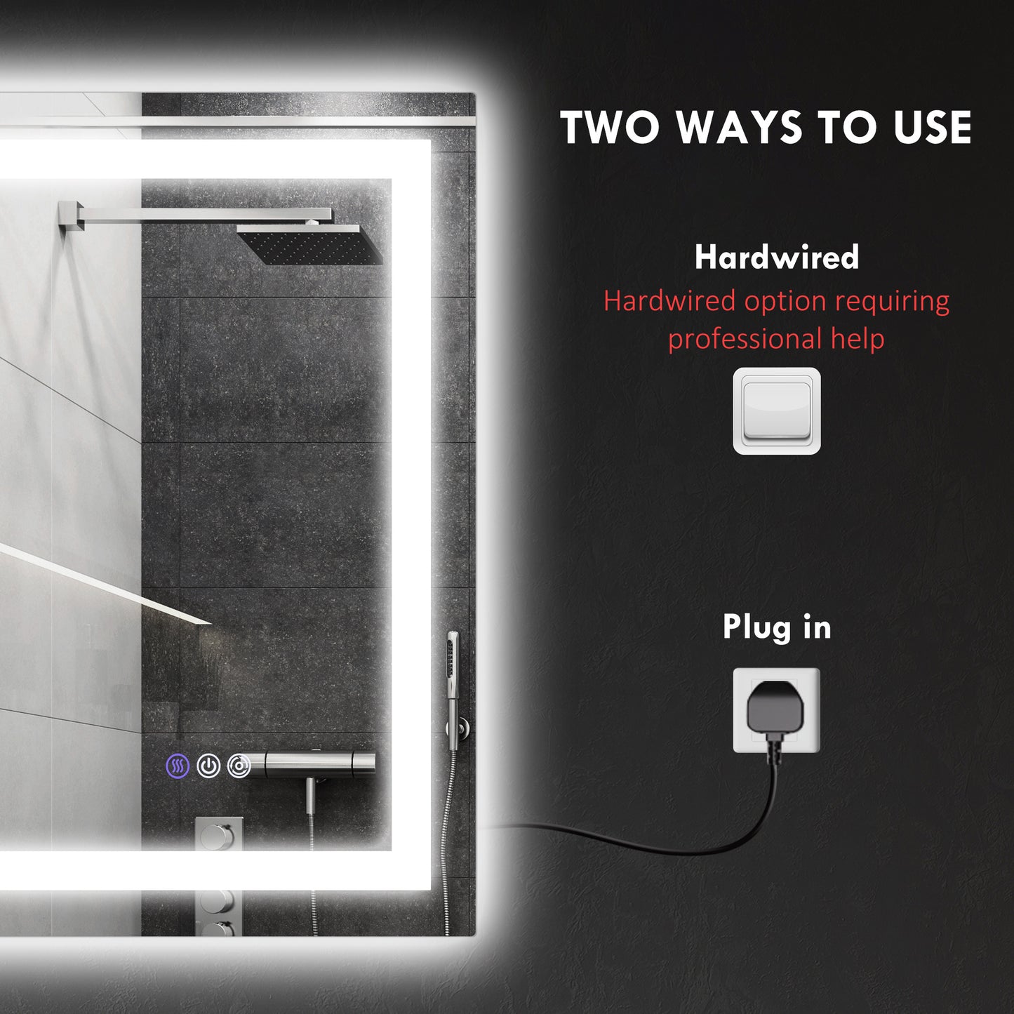 HOMCOM Backlit LED Vanity Mirror for Bathroom, 39" x 32", Anti-Fog, Memory Function, Dimmable Color Temperature, Wall Mounted, Versatile Orientation