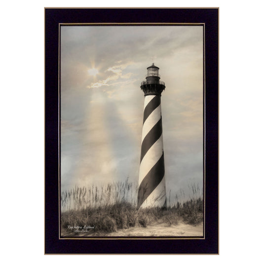 Cape Hatteras Lighthouse Wall Art Print, 14 x 20 in, Ready-to-Hang Framed Poster, Paper, Multicolor