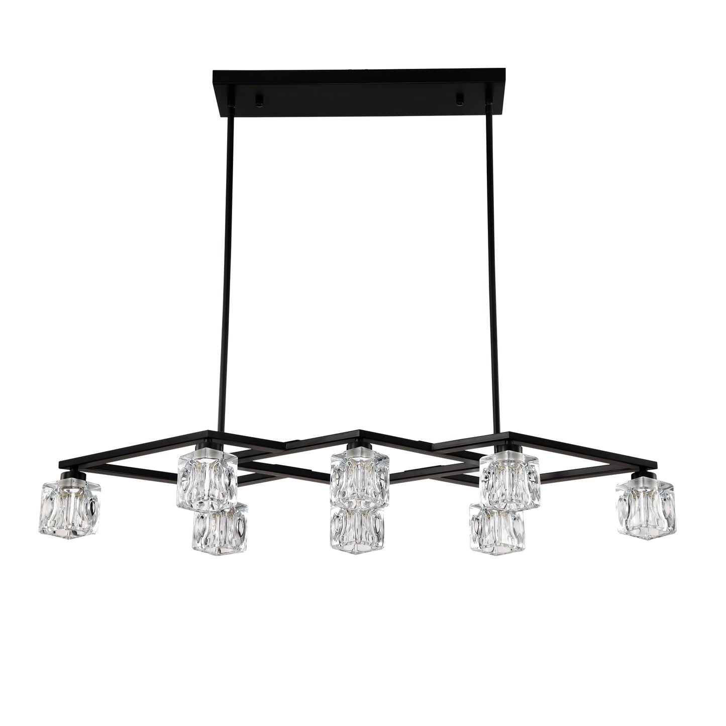 8-Light Metal Chandelier for Dining Room & Kitchen Island, Ceiling Pendant G9 Bulbs Included Matte Black