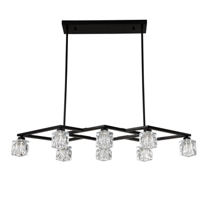 8-Light Metal Chandelier for Dining Room & Kitchen Island, Ceiling Pendant G9 Bulbs Included Matte Black