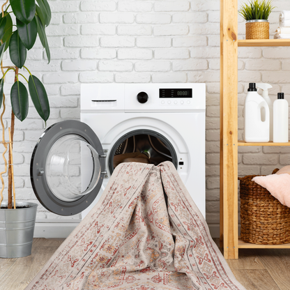 Machine-Washable 5x8 Low-Pile Area Rug with Non-Slip Backing, Non-Shedding, Foldable, Kid & Pet Beige