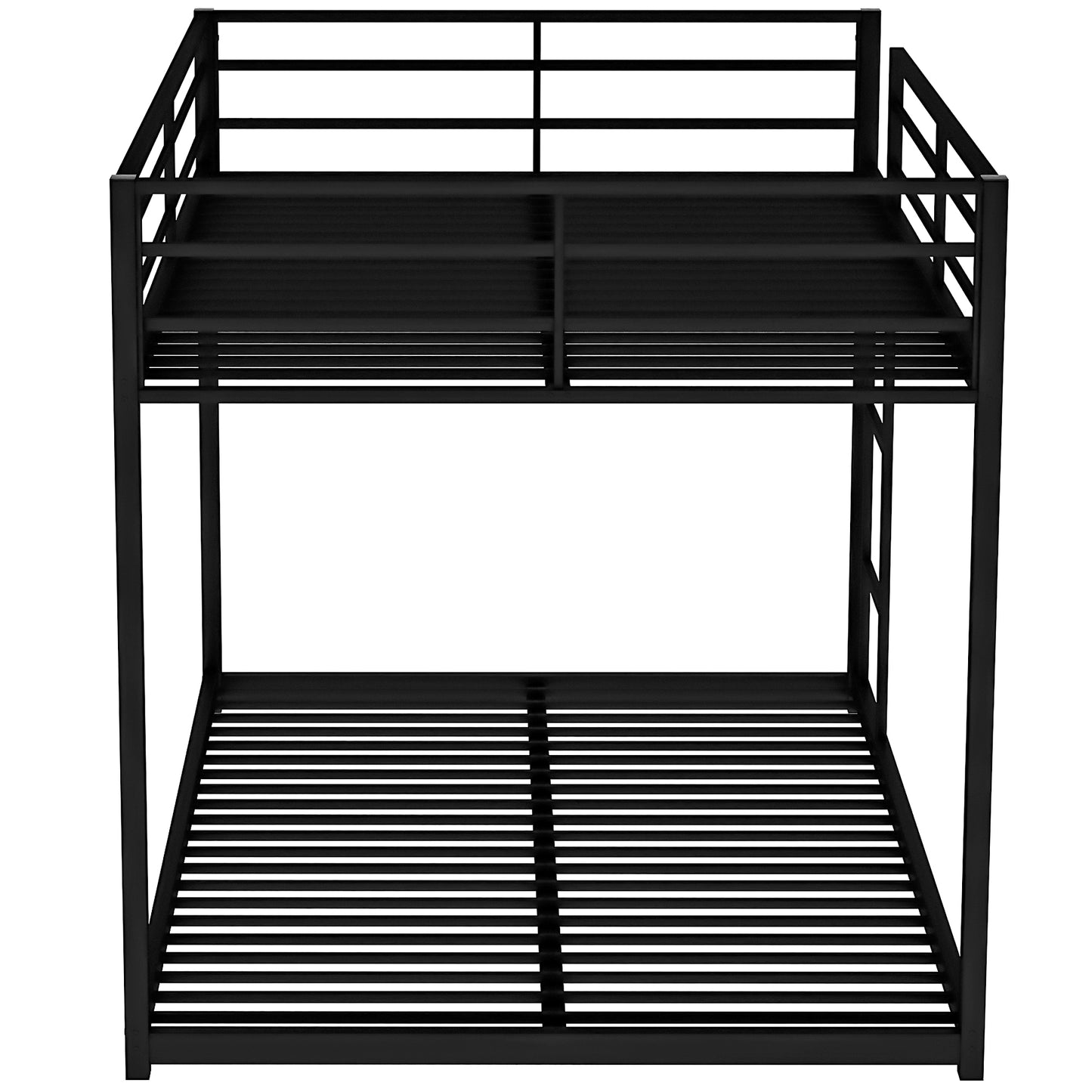 Stylish Black Full Over Full Metal Bunk Bed with Convenient Ladder