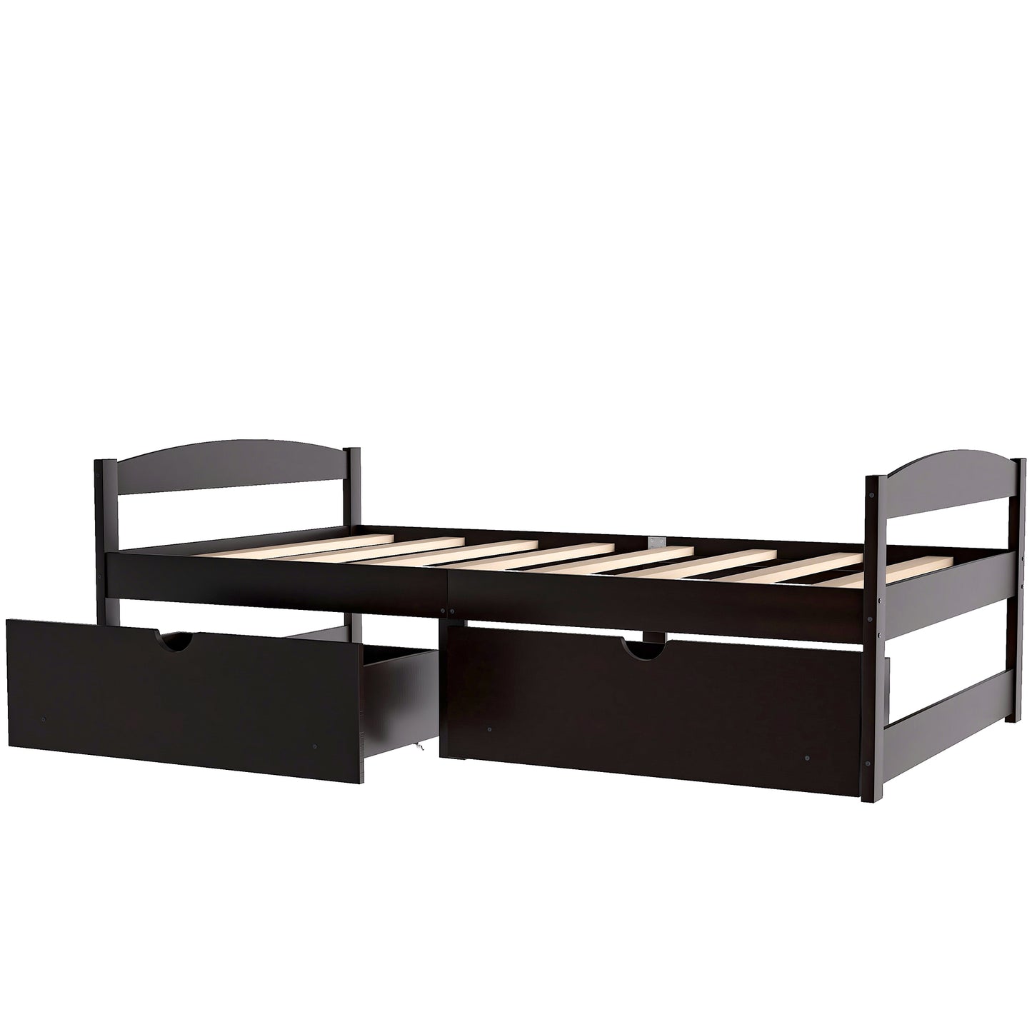 Espresso Twin Platform Bed with Dual Storage Drawers