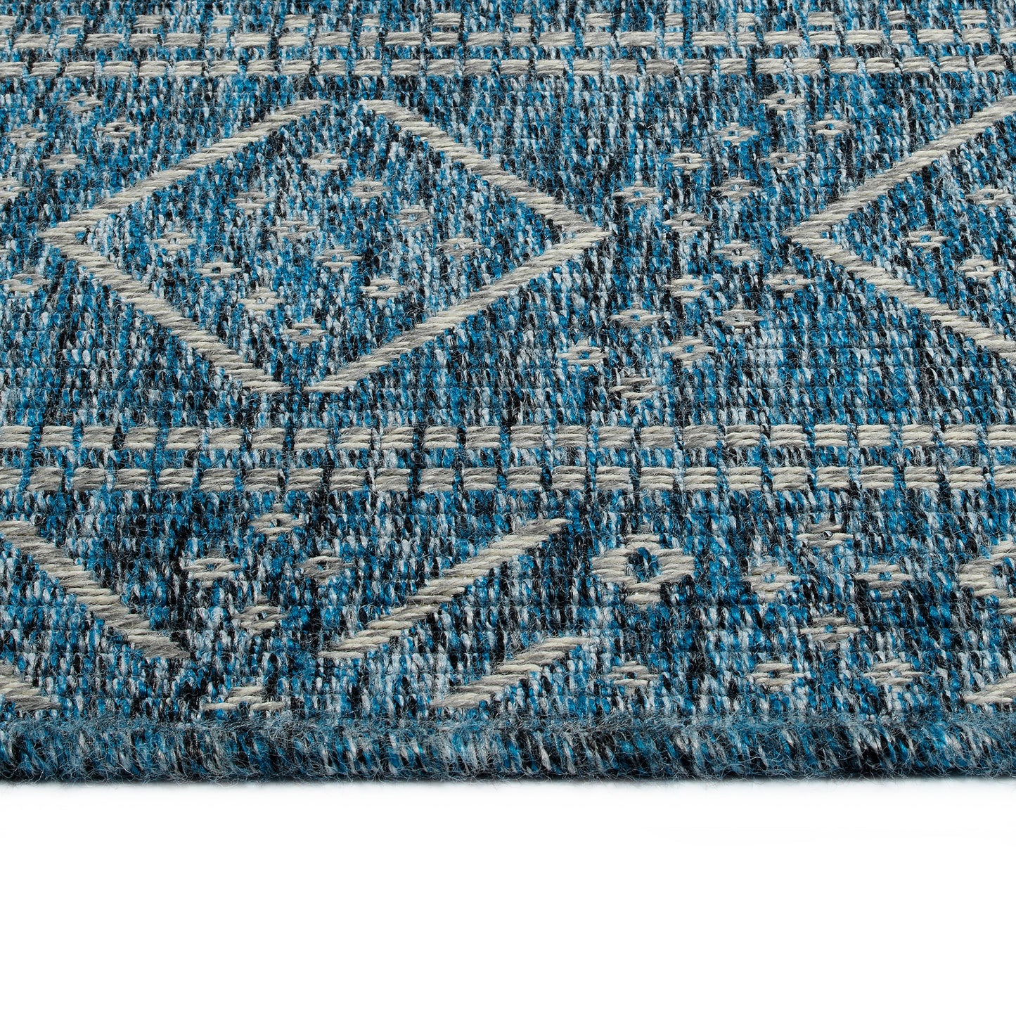 Indoor/Outdoor Rectangle Area Rug, 5'3" x 7'6", High-Low Cut & Loop, Geometric Modern Polypropylene, Blue