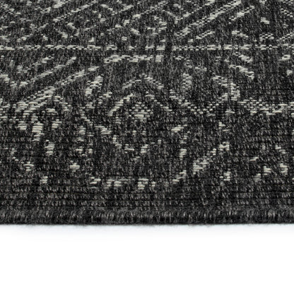 5'3" x 7'6" Rectangle Area Rug - Modern Geometric, Textured High-Low Loop, Polypropylene Indoor Charcoal