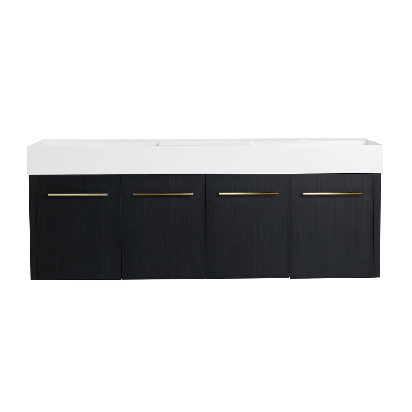 60-Inch Modern Wall-Mounted Bathroom Vanity with Double Resin Sink and Ample Storage