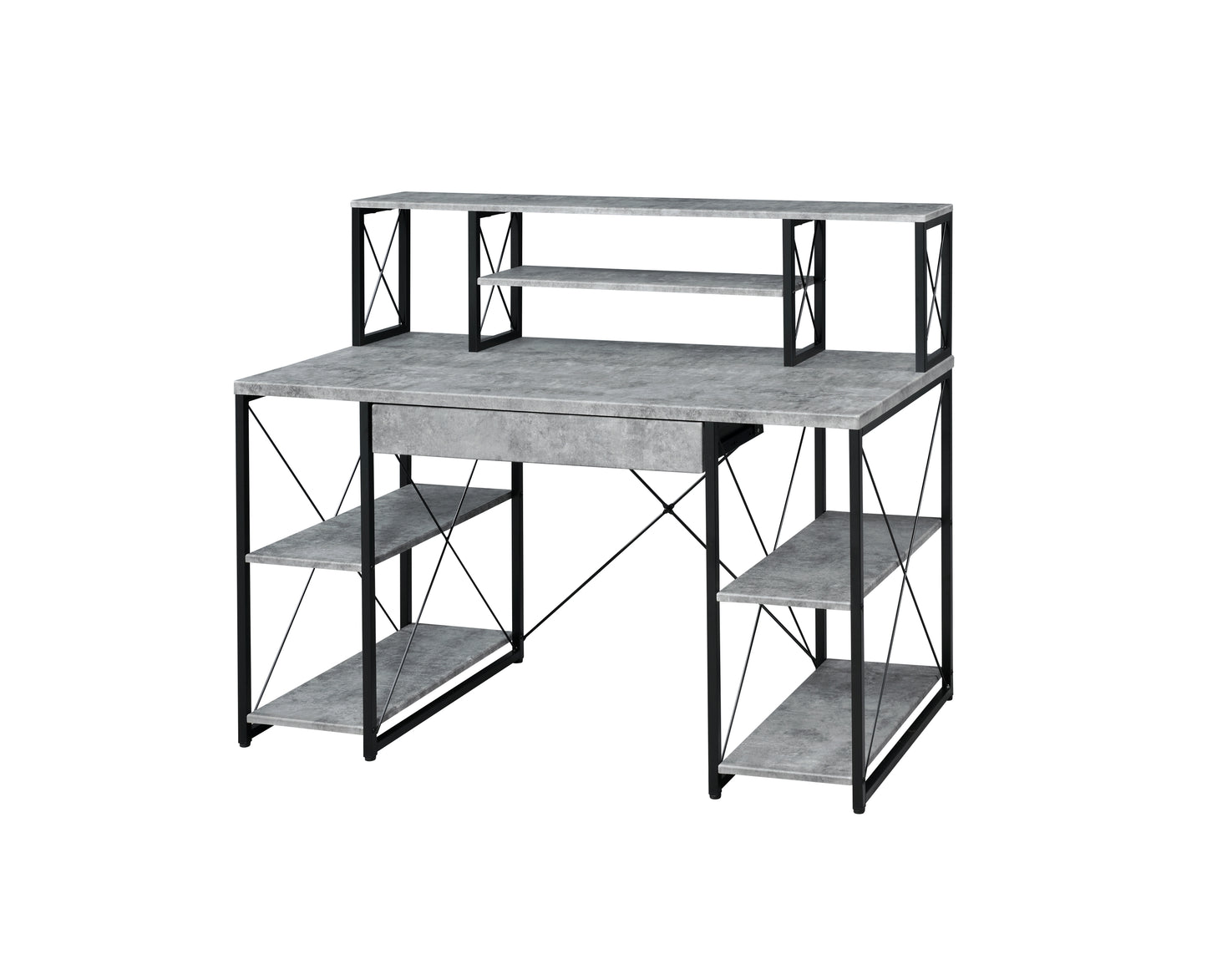Modern Gray Finish Versatile Writing Desk with Ample Storage