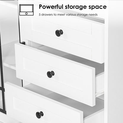 Storage Cabinet, Home Kitchen Sideboard, Living Room Storage Cabinet Against the Wall, Modern Minimalist Storage Cabinet, Vintage White