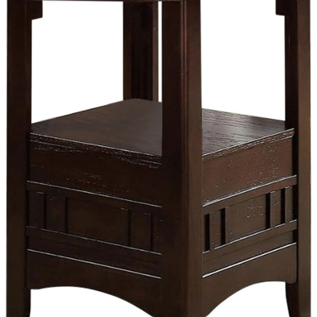 Counter Height 5Pc Round Table Dining Set Dark Rosy Brown