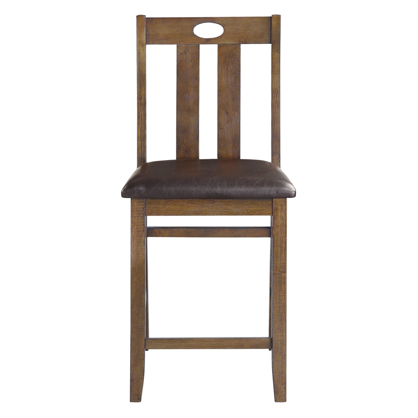 Counter Height Set 36In Table Padded 4 Chairs Brown Finish