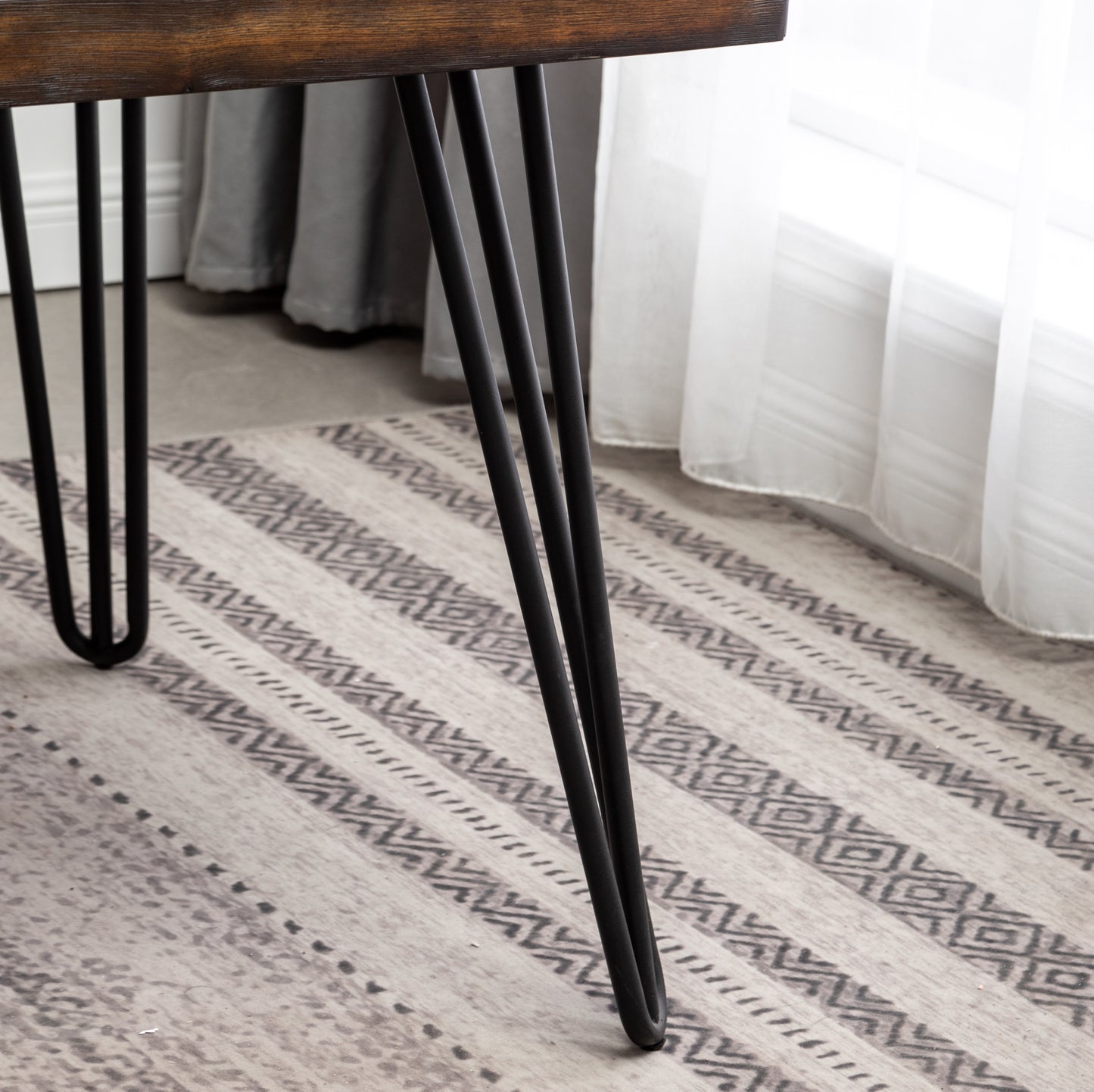 Industrial Metal Hairpin Dining Table Kitchen Rustic Pine