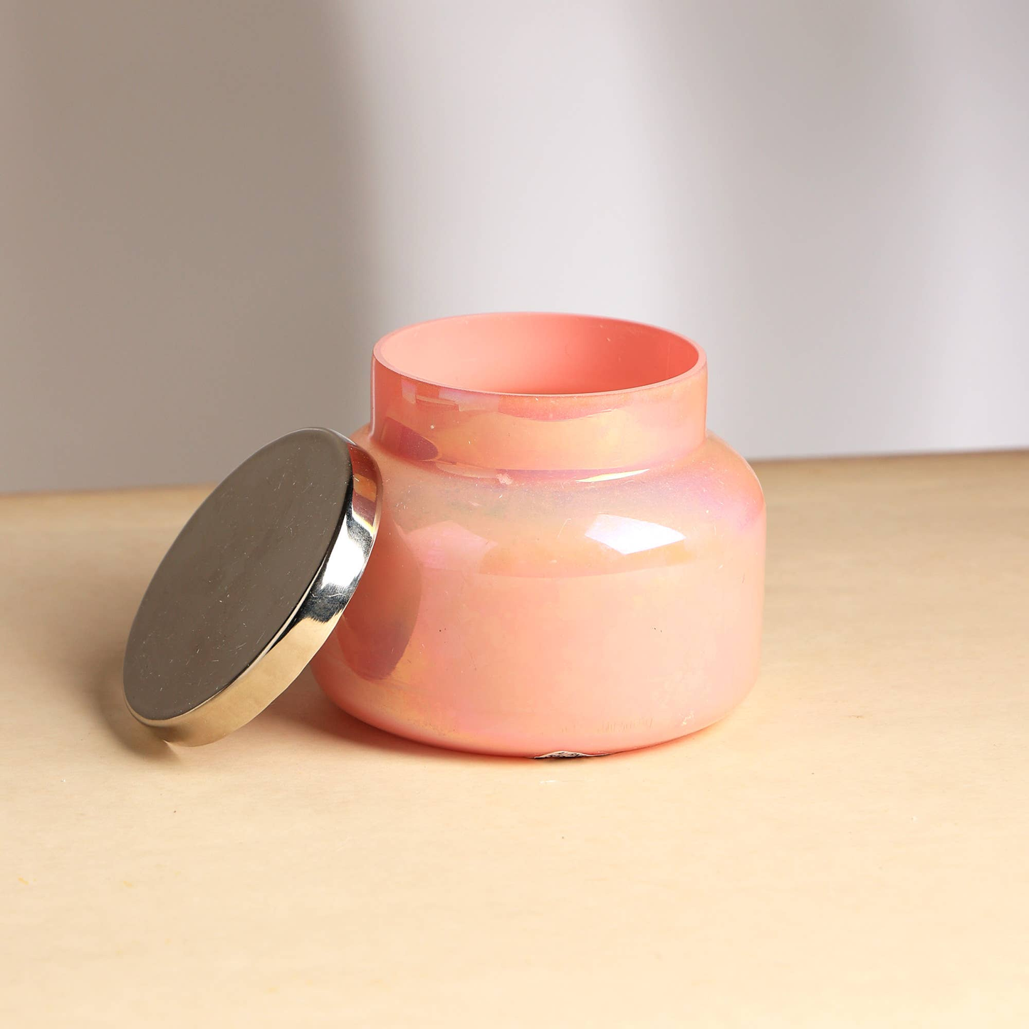 Soy Wax Jar Candle- Unscented, Rustic Exterior, 4.72in base x 3.74in tall, Living Room Decor, Pink Lustre