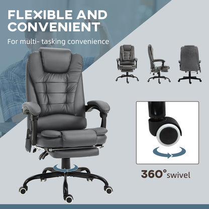 Gray Reclining Office Chair with 7-Point Vibrating Massage and Adjustable Features