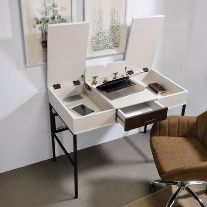 Industrial Chic Writing Desk with Built-in USB Charging Port