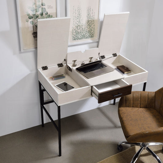 Industrial Chic Writing Desk with Built-in USB Charging Port
