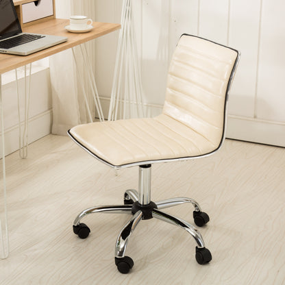 Beige Fremo Chromel Mid-Back Adjustable Air Lift Office Chair