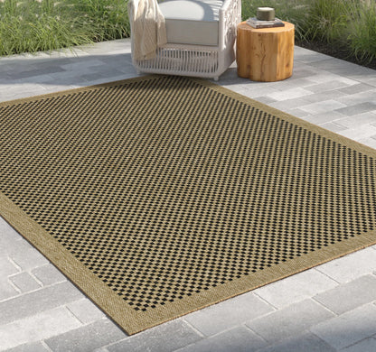 2 ft 7 in x 7 ft 3 in Indoor/Outdoor Area Rug - Polypropylene, Stain-Resistant, Easy Clean Natural & Black