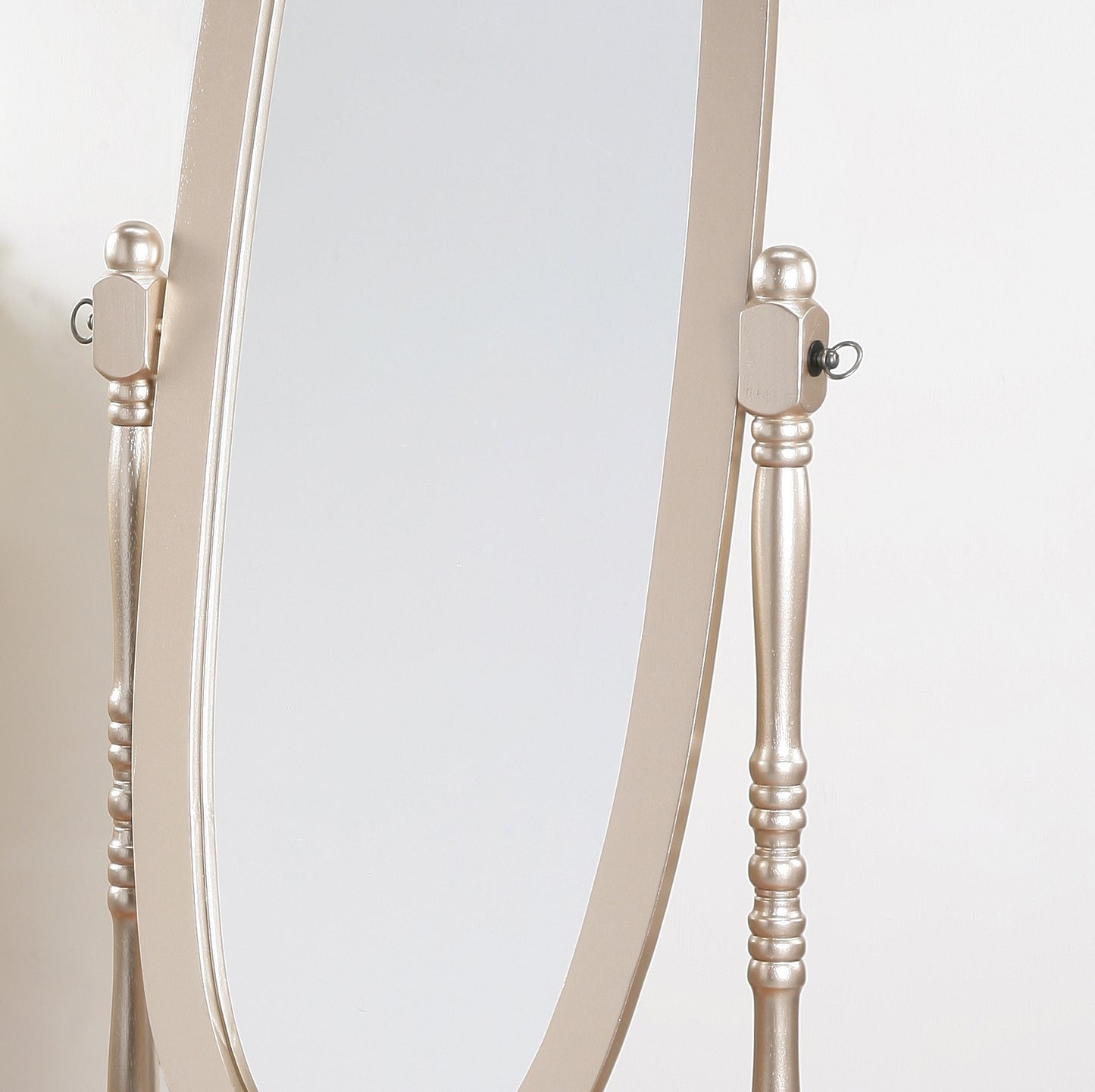 Antique-Inspired Gold-Finished Wood Cheval Mirror in Queen Anna Style