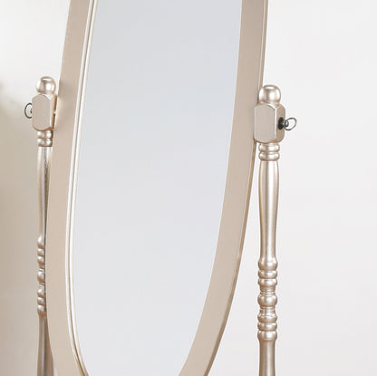 Antique-Inspired Gold-Finished Wood Cheval Mirror in Queen Anna Style