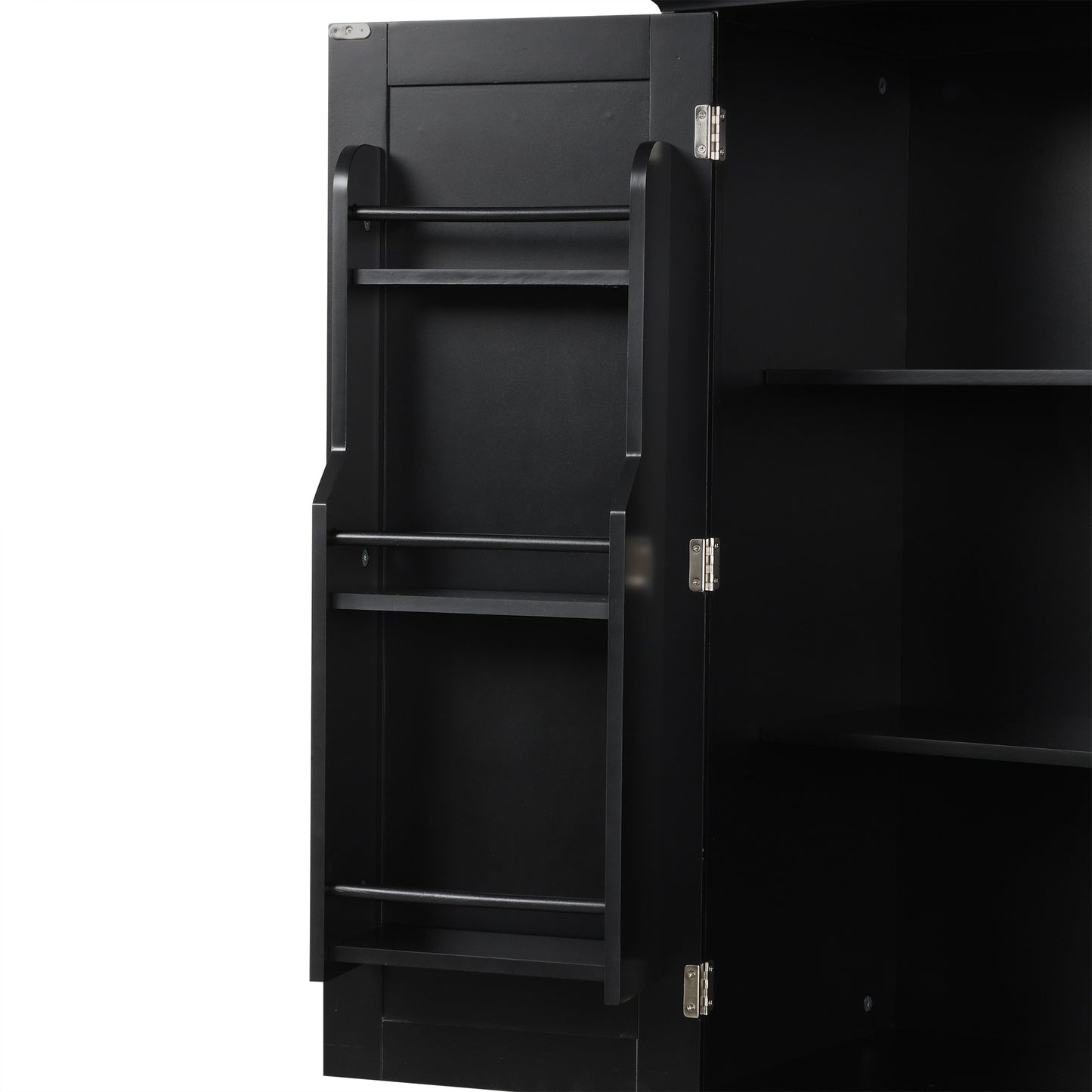 Tall Black Bathroom Storage Cabinet with Adjustable Shelf, Doors, and Drawer for Versatile Organization