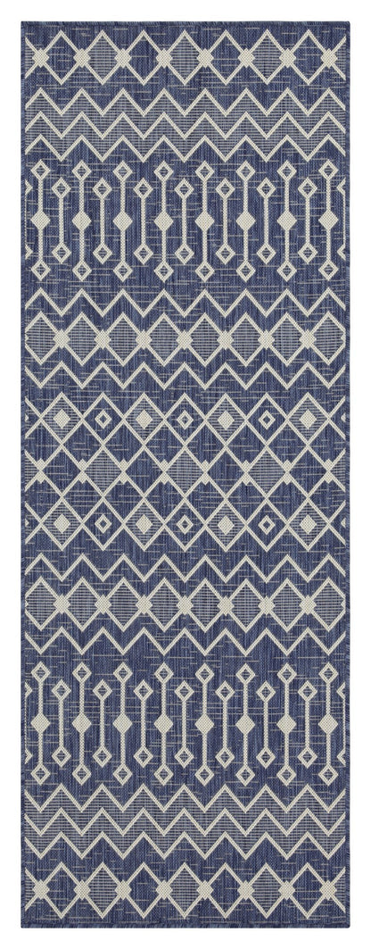 Indoor/Outdoor Flatweave Area Rug, 2'7" x 7'3", Polypropylene Yarn, Stain-Resistant, Durable, Blue