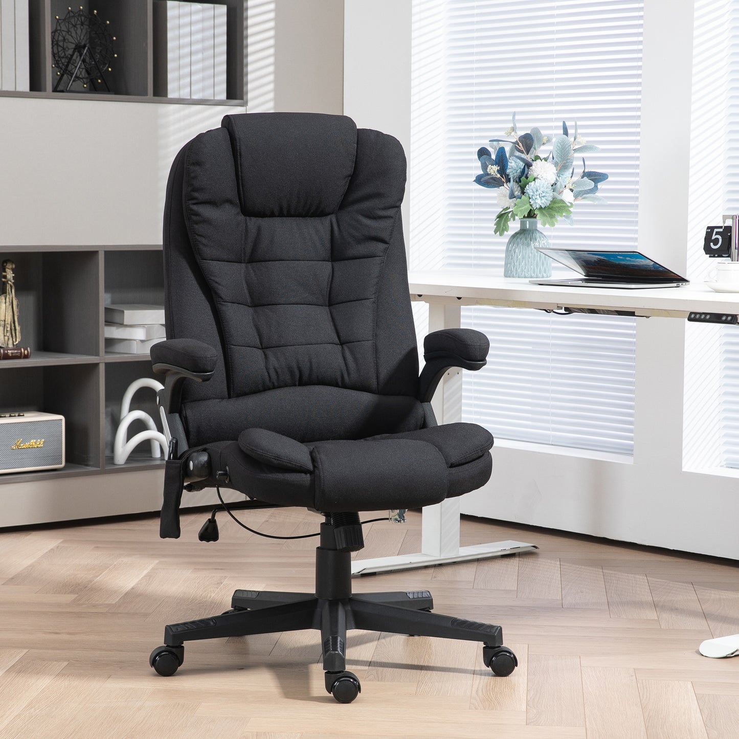 Ergonomic Black Office Chair with 6-Point Massage and Lumbar Heating