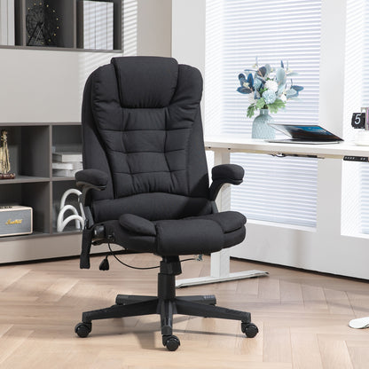 Ergonomic Black Office Chair with 6-Point Massage and Lumbar Heating