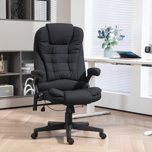 Ergonomic Black Office Chair with 6-Point Massage and Lumbar Heating