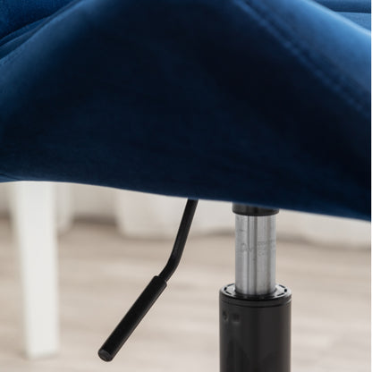 Blue Velvet Diamond Tufted Adjustable Swivel Office Chair