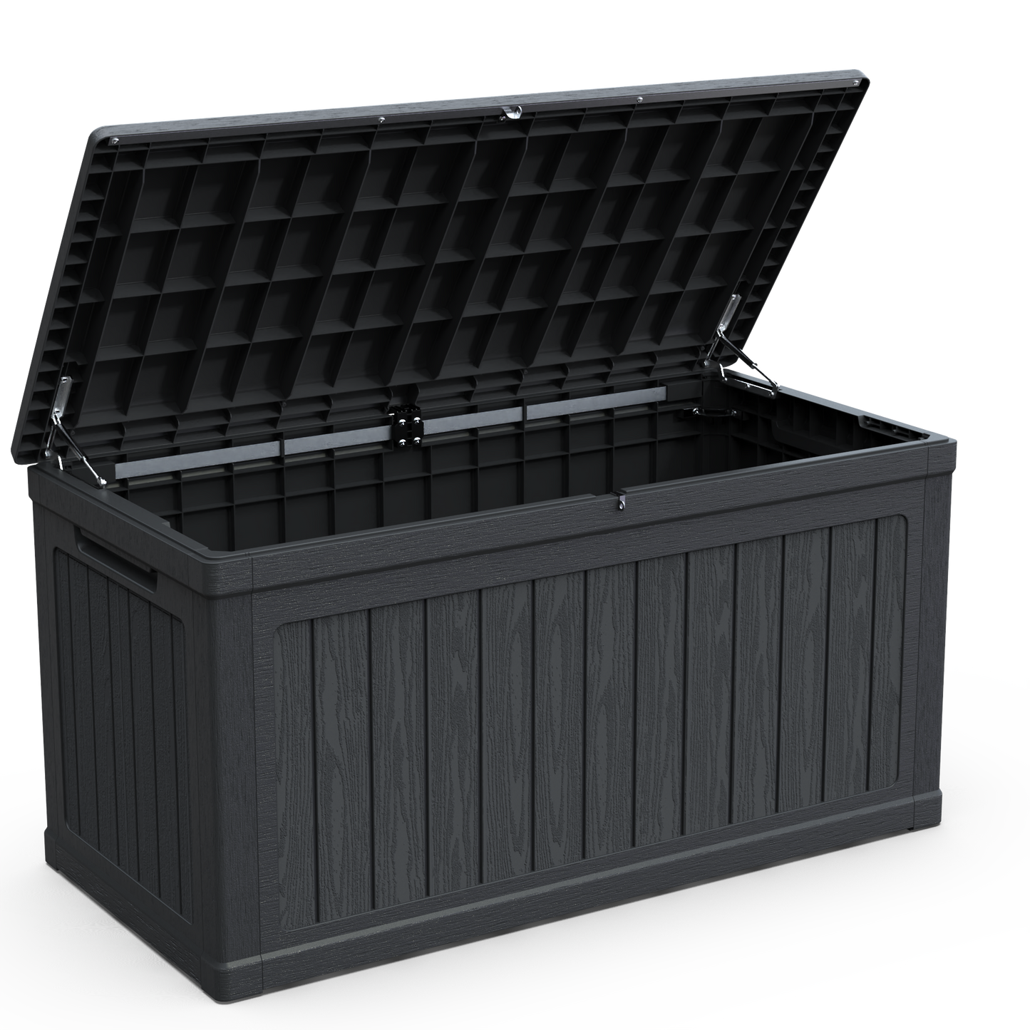 230 Gallon XXL Outdoor Deck Box For Patio Furniture Cushions And Tools Waterproof Resin Lockable Black