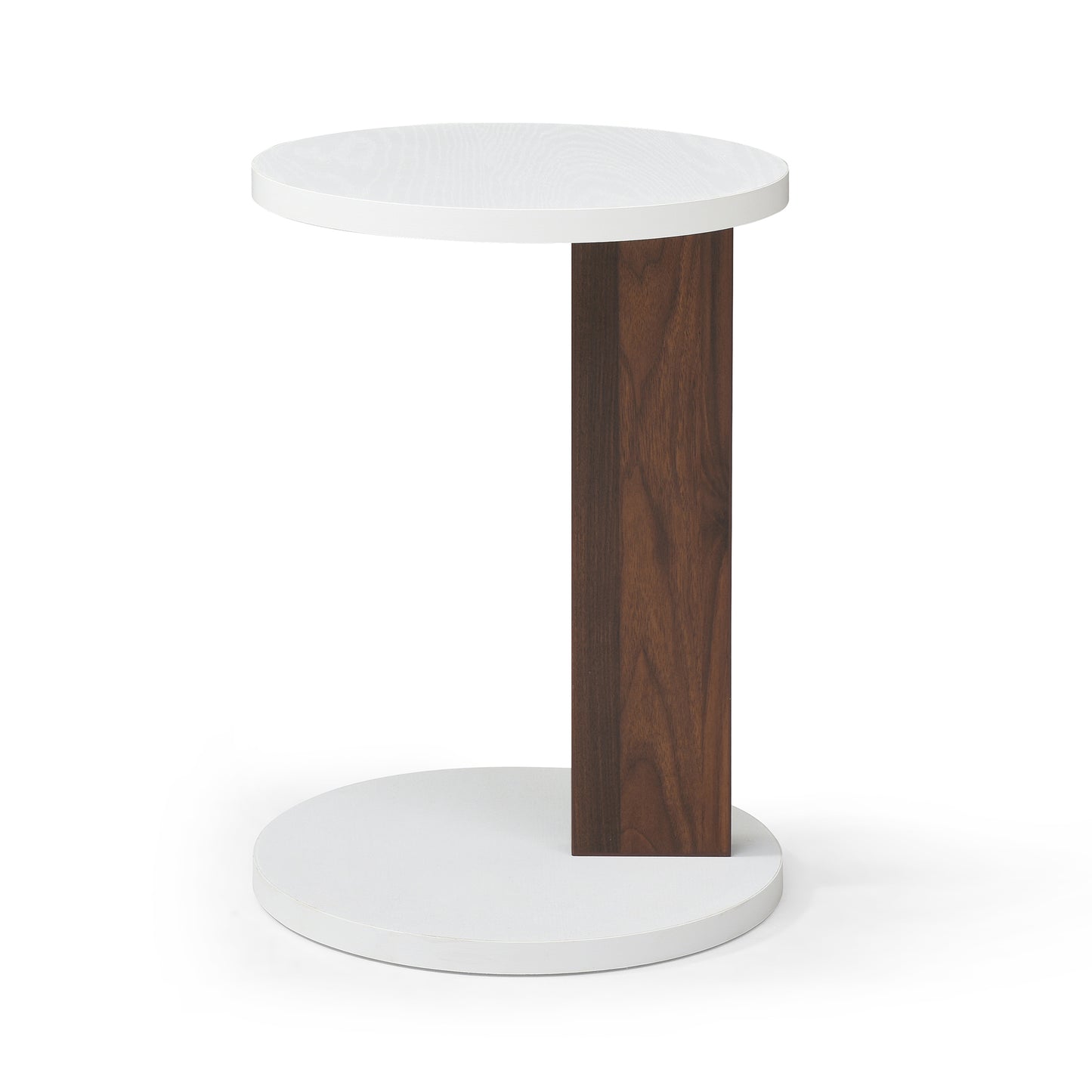 C-Shaped End Table for Sofa and Bedside, Small Living Room Side Table with Wood Frame, Walnut