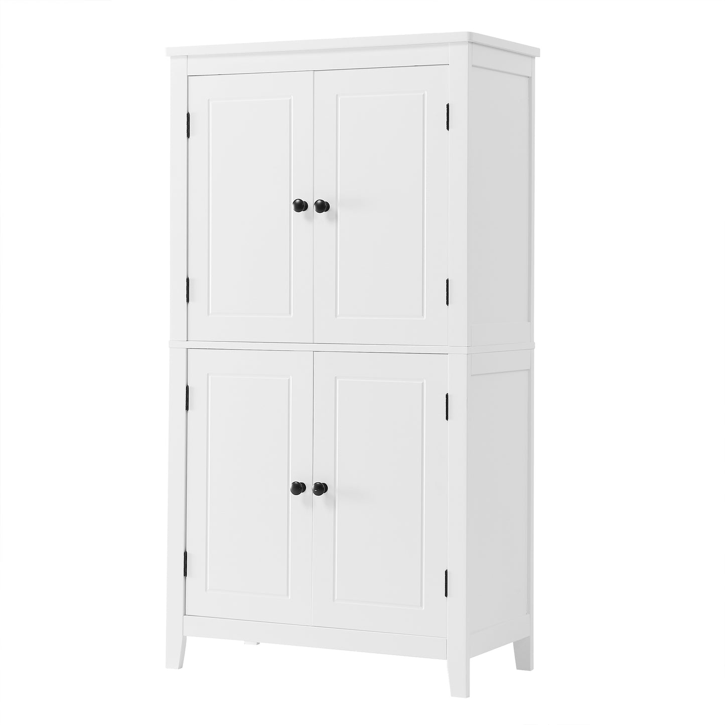 Stylish Freestanding Bathroom Storage Cabinet with 4 Adjustable Shelves, White MDF Unit
