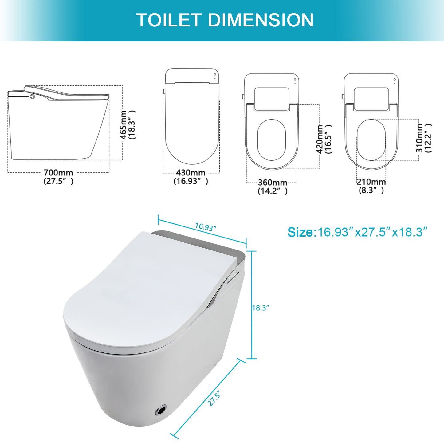 High-Tech Smart Bidet Toilet with Auto Open/Close, Heated Seat, Foot Sensor Flush, LED Control, and Night Light Features