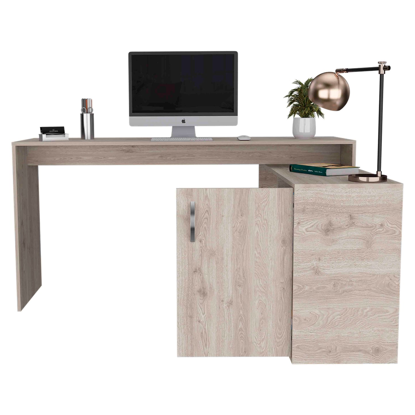 Contemporary Gray L-Shaped Computer Desk with Versatile Storage Solutions