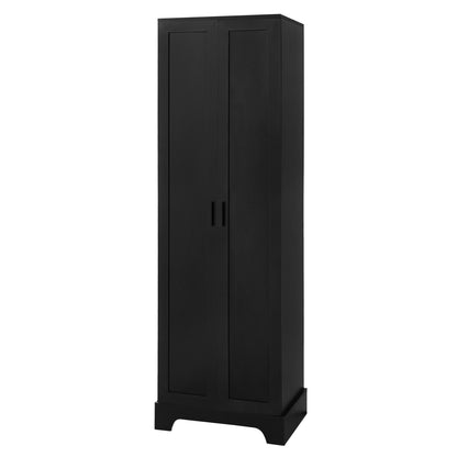 Elegant Black Storage Cabinet with Adjustable Shelves for Bathroom and Office