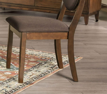 Set of 2 Dining Chairs, Solid Wood, Upholstered, 20.5W x 23.9D x 35H, Dark Chocolate Fabric, Walnut Finish