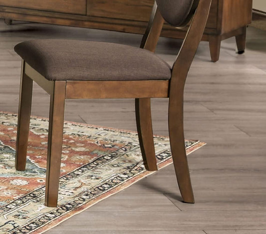 Set of 2 Dining Chairs, Solid Wood, Upholstered, 20.5W x 23.9D x 35H, Dark Chocolate Fabric, Walnut Finish