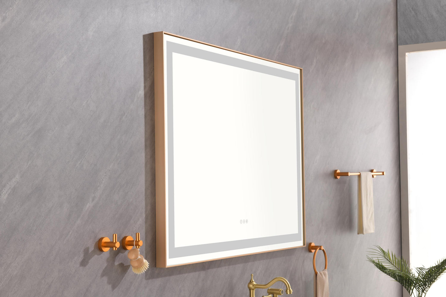 Large 48x36 Illuminated Bathroom Mirror with Dual Control Anti-Fog Feature