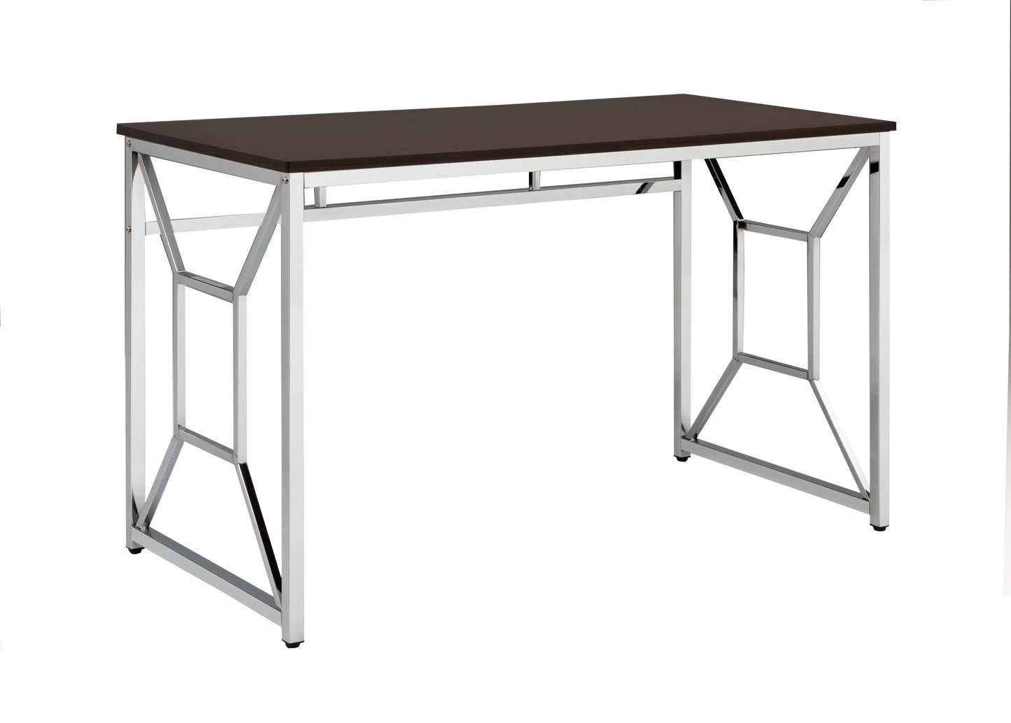 Contemporary Brown MDF/Chrome Office Desk with H-Shape Base