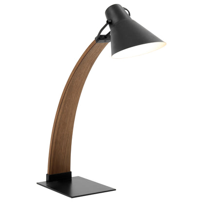 Mid-Century Modern Table Lamp with Adjustable Metal Shade, 60W Bulb Included, UL Listed Walnut and Black