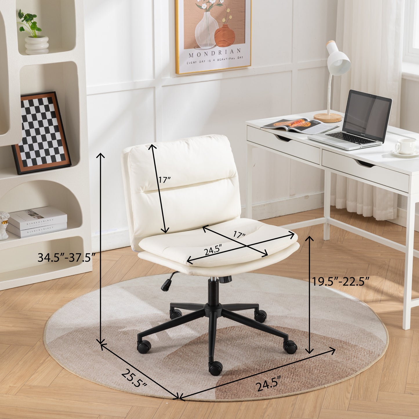 Modern Ergonomic 360° Swivel Criss-Cross Chair with Plush Seat in White