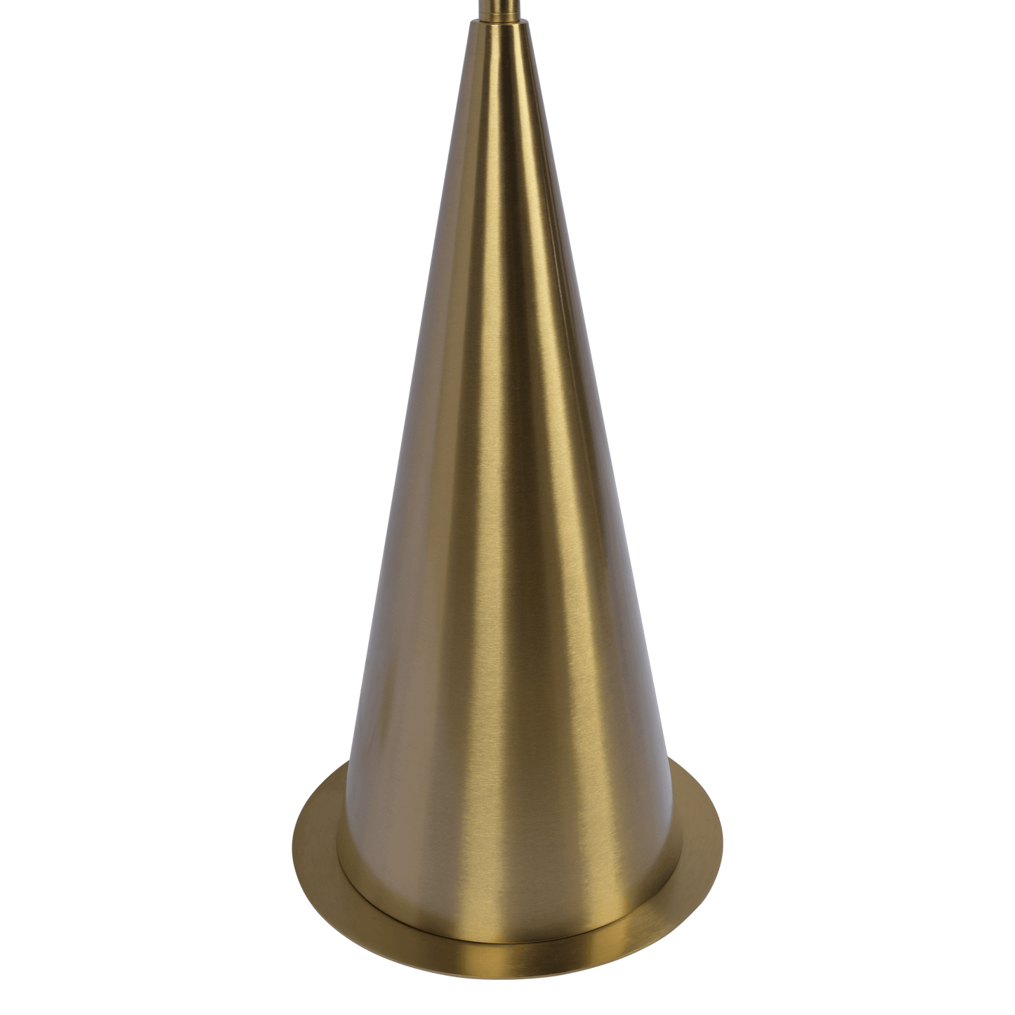 Floor Lamp with On/Off Switch, Coned Base, Hanging White Shade, 67in Tall, Room Light, Antique Brass