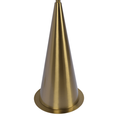 Floor Lamp with On/Off Switch, Coned Base, Hanging White Shade, 67in Tall, Room Light, Antique Brass