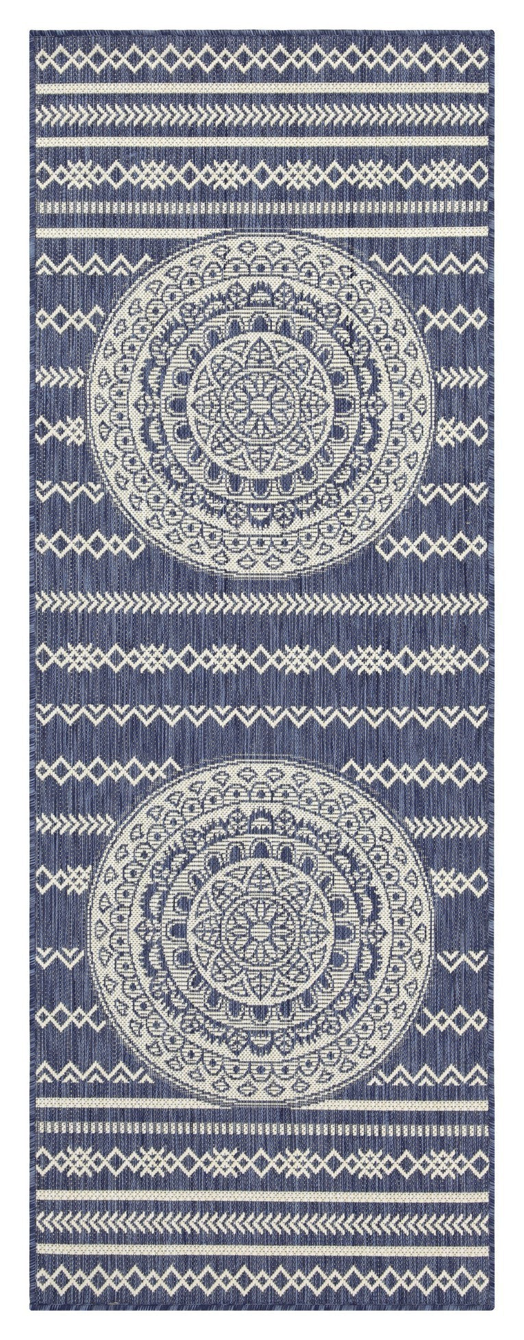 Indoor/Outdoor Flatweave Area Rug, 2'7" x 7'3", PP Yarn, Stain Resistant, Kid & Pet Friendly, Blue