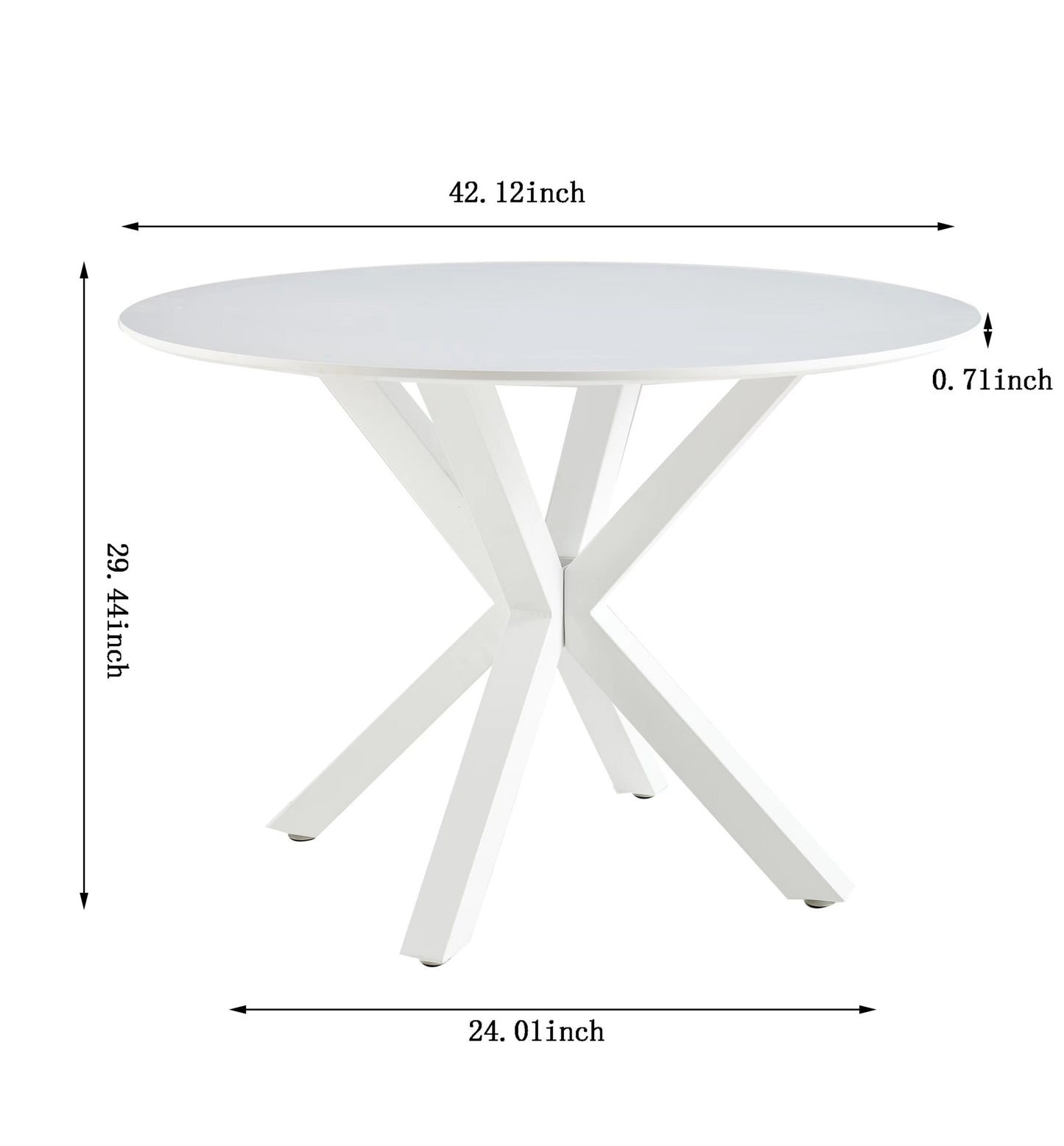 Round Mid Century Table 42Inch Pedestal 4 To 6 MDF White
